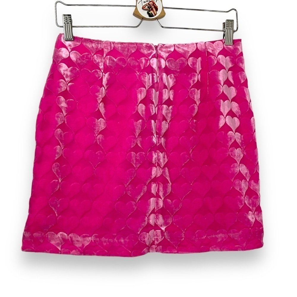 Cupcakes & Cashmere Skirt Velvet Hearts Pink Mini Short Size 2‎ NWOT